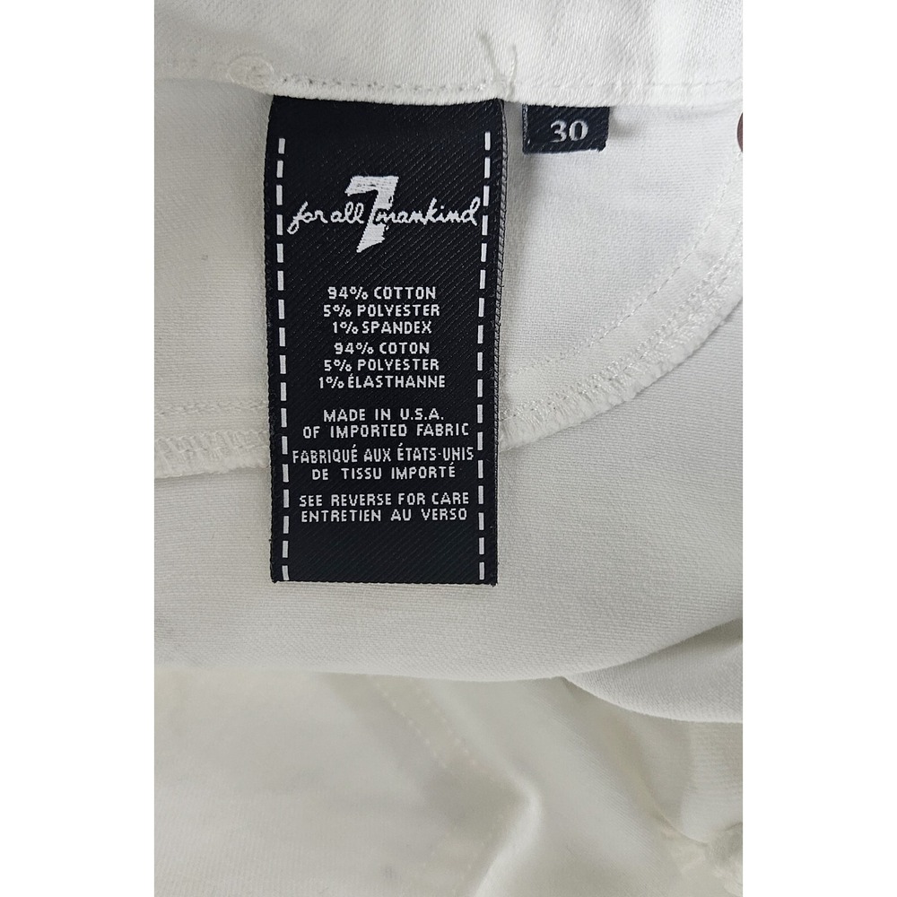 7 For All Mankind Women's Jeans 30x26 White Studded Slim Straight Stretch Denim - Picture 9 of 9